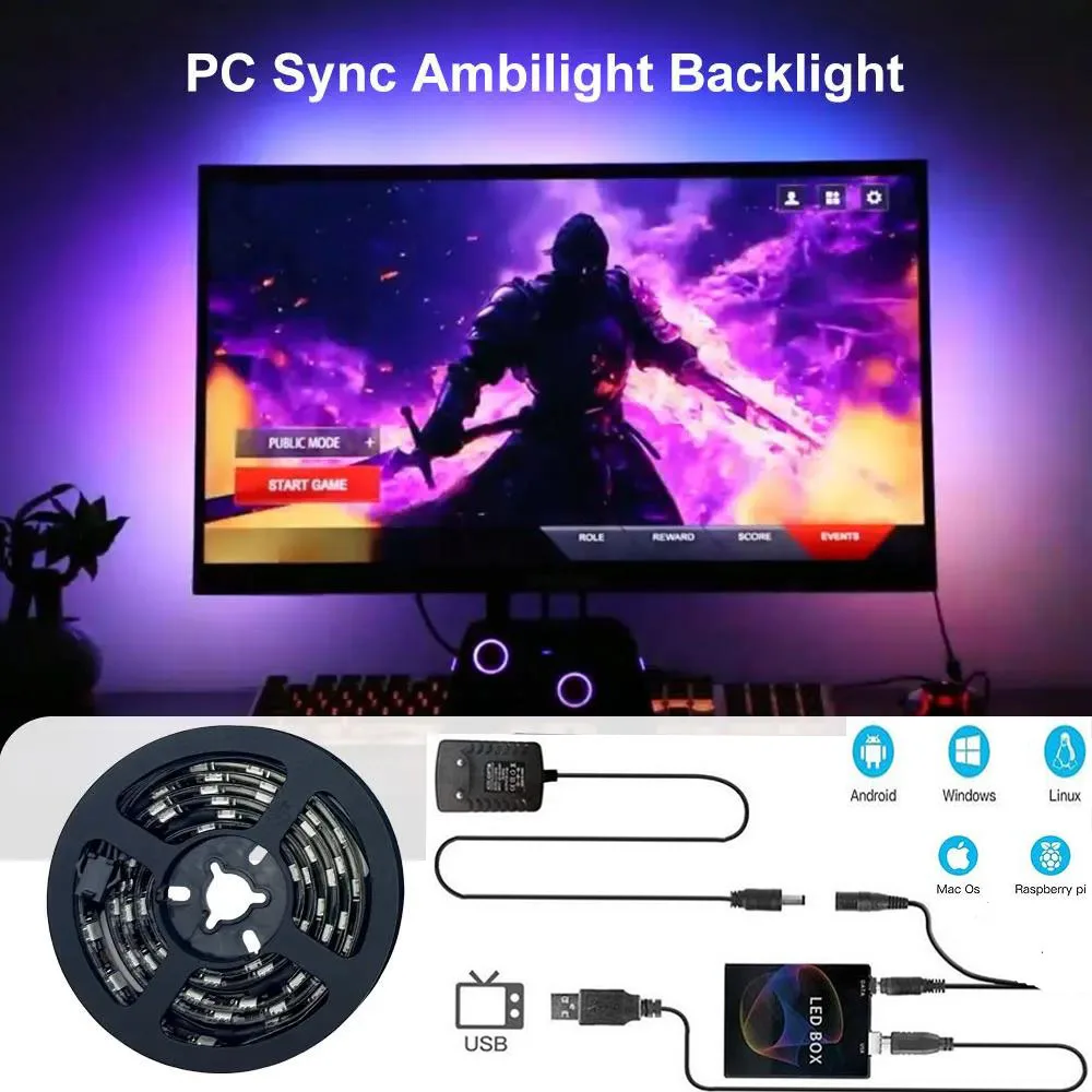 1-5M PC Screen Backlight Strip WS2812B RGBIC LED Strips Immersive Computer Monitor Dream Color Music Sync RGB Ambient TV Lamps
1-5M PC Screen Backlight Strip WS2812B RGBIC LED Strips Immersive Computer Monitor Dream Color Music Sync RGB Ambient TV Lamps