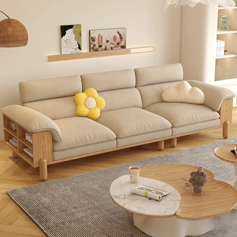 Log wind solid wood sofa modern living room simple cream corduroy straight row three storage
Log wind solid wood sofa modern living room simple cream corduroy straight row three storage