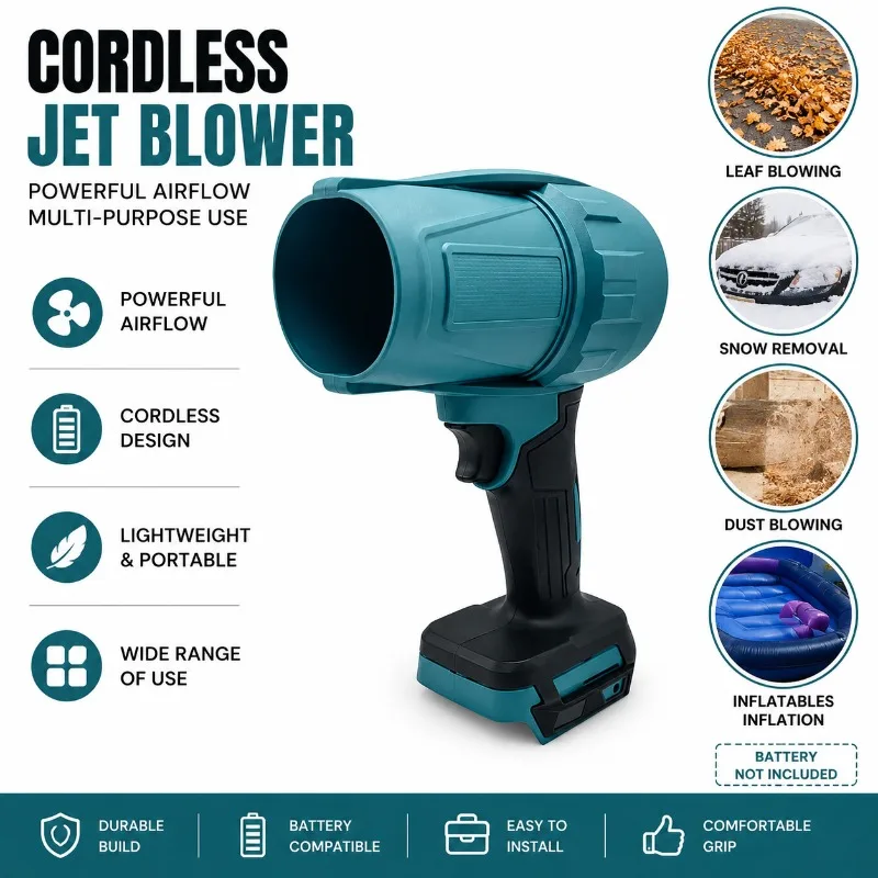 18V Lithium Turbofan Blower 30000RPM High Speed Handheld Portable Violent Jet Fan For Surface Washing Cleaning Work
18V Lithium Turbofan Blower 30000RPM High Speed Handheld Portable Violent Jet Fan For Surface Washing Cleaning Work