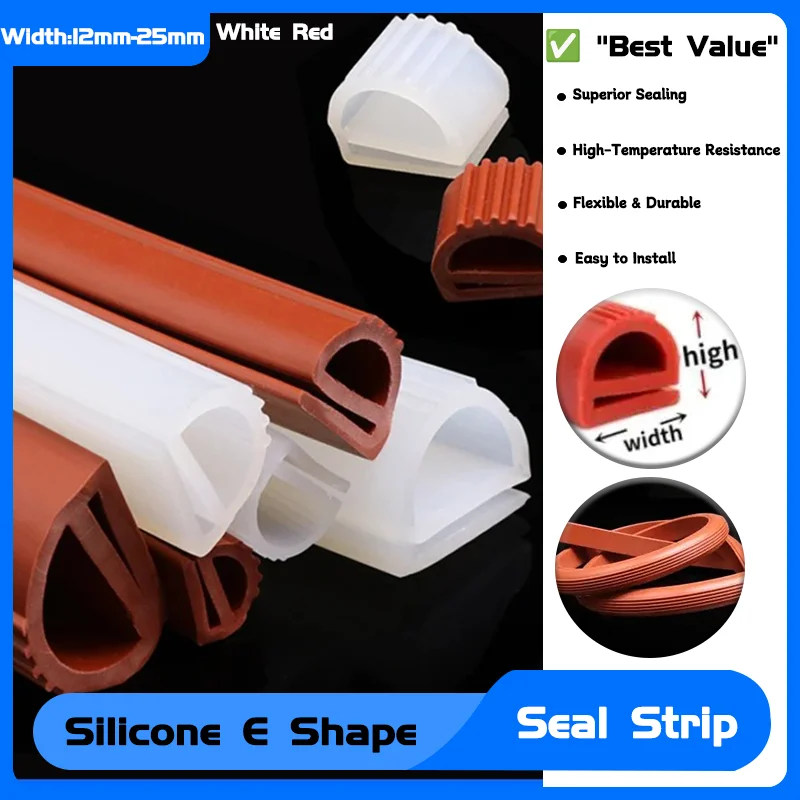 White Red Silicone E Shape Strip Rubber Sealing Strip Width 12mm-25mm E-shaped E-strip High Temperature Oven Oven Sealing Strip
White Red Silicone E Shape Strip Rubber Sealing Strip Width 12mm-25mm E-shaped E-strip High Temperature Oven Oven Sealing Strip