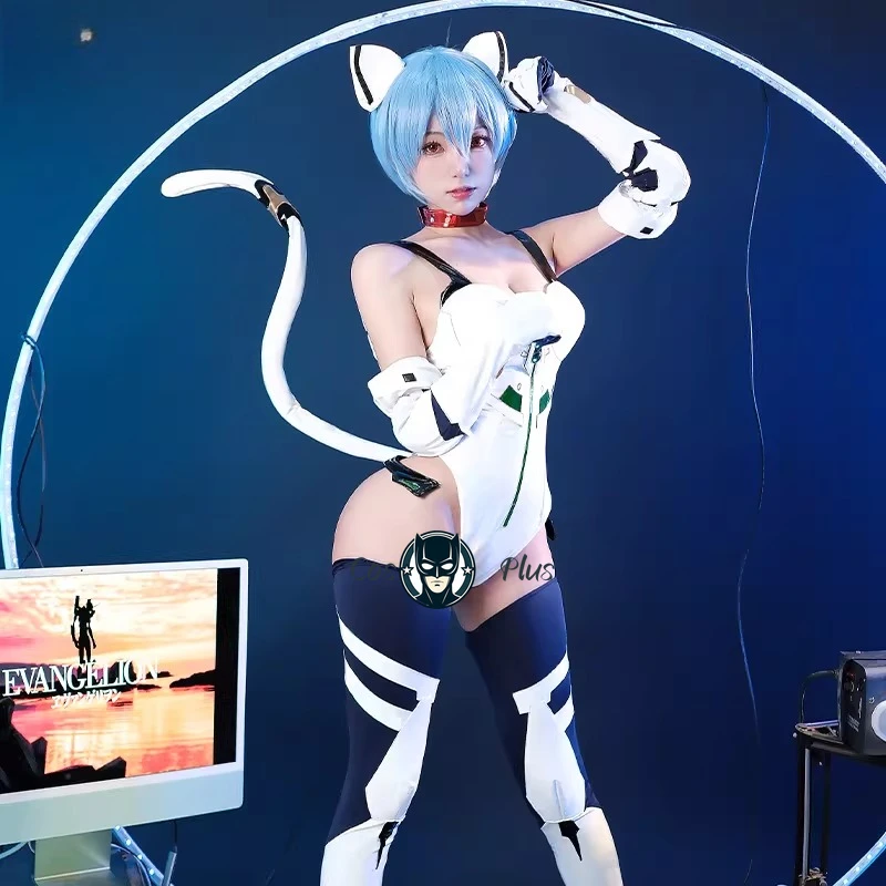 Ayanami Rei Cat Ear Handmade Anime EVA Cosplay Costume Women sexy leather jumpsuit glove sock headwear Halloween party uniform
Ayanami Rei Cat Ear Handmade Anime EVA Cosplay Costume Women sexy leather jumpsuit glove sock headwear Halloween party uniform