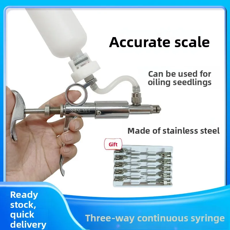 Трехцелевой непрерывный шприц Ветеринарный регулируемый шприц из нержавеющей стали для курицы, утки, крупного рогатого скота и овец, шприц для смазки бо
Трехцелевой непрерывный шприц Ветеринарный регулируемый шприц из нержавеющей стали для курицы, утки, крупного рогатого скота и овец, шприц для смазки бо