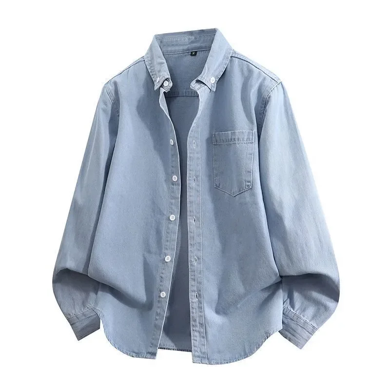 Mens Casual Cotton Denim Shirt Long Sleeve Button Down Washed Jean Shirts Loose Fit Japanese Style Tops
Mens Casual Cotton Denim Shirt Long Sleeve Button Down Washed Jean Shirts Loose Fit Japanese Style Tops