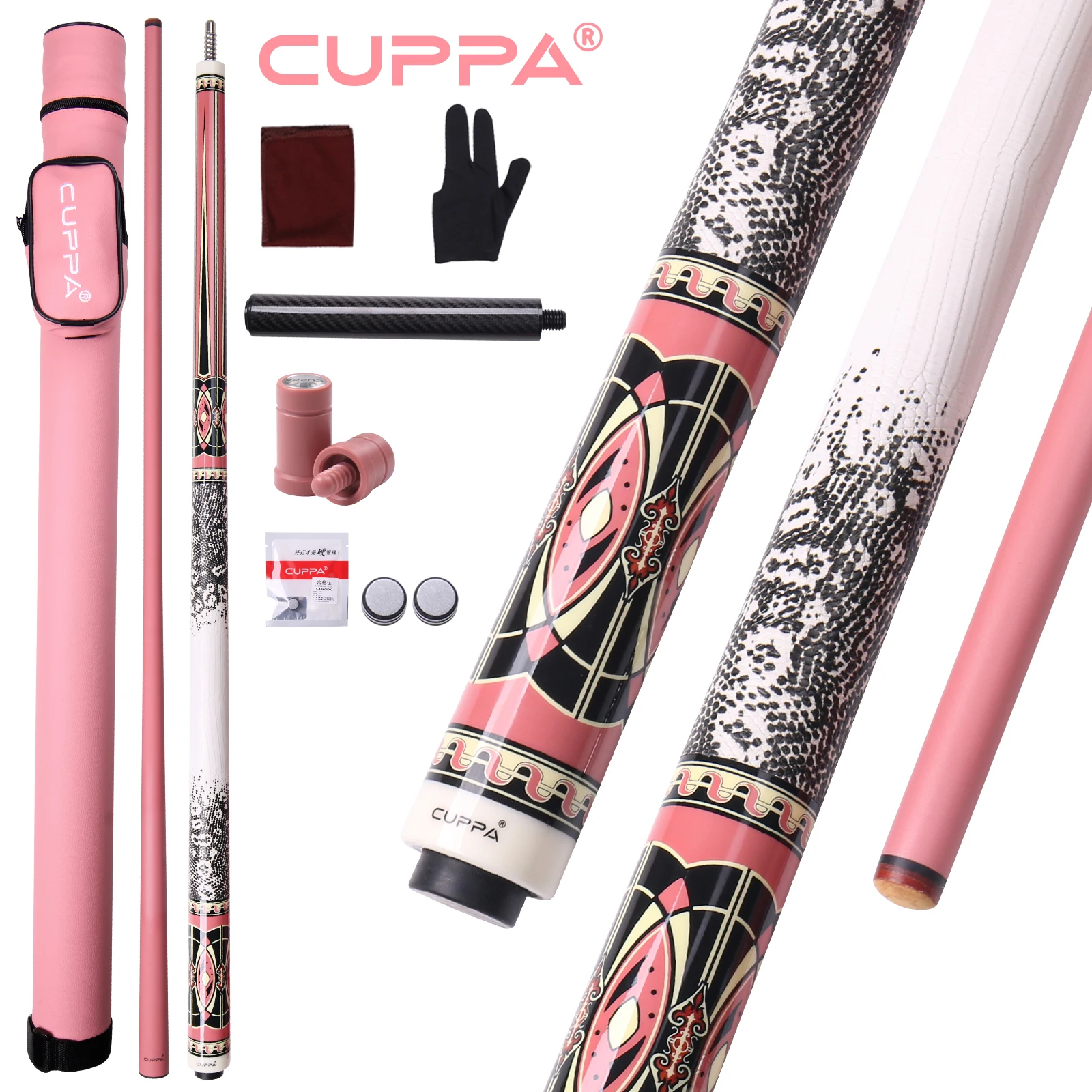 CUPPA Premium Carbon fiber Pool cue 58-inch Pink Billiard cue with Pro Low deflection Shaft Leather Grip, 12.5mm Tip for Women
CUPPA Premium Carbon fiber Pool cue 58-inch Pink Billiard cue with Pro Low deflection Shaft Leather Grip, 12.5mm Tip for Women