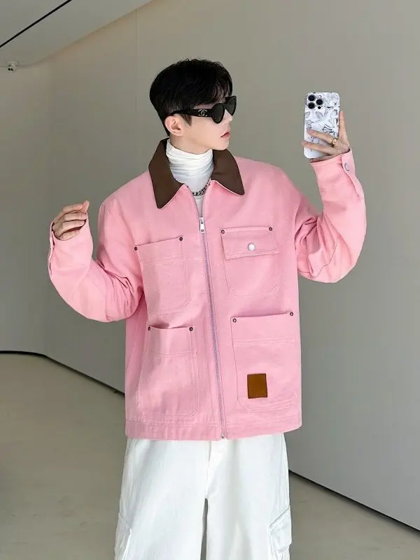 TANGZ STUDIO Men's Loose Fit Color Blo Jaet Retro Sle Workwear Outerwear Pink Spring Autumn Stand Cut Iron Free Poly...
TANGZ STUDIO Men's Loose Fit Color Blo Jaet Retro Sle Workwear Outerwear Pink Spring Autumn Stand Cut Iron Free Poly...