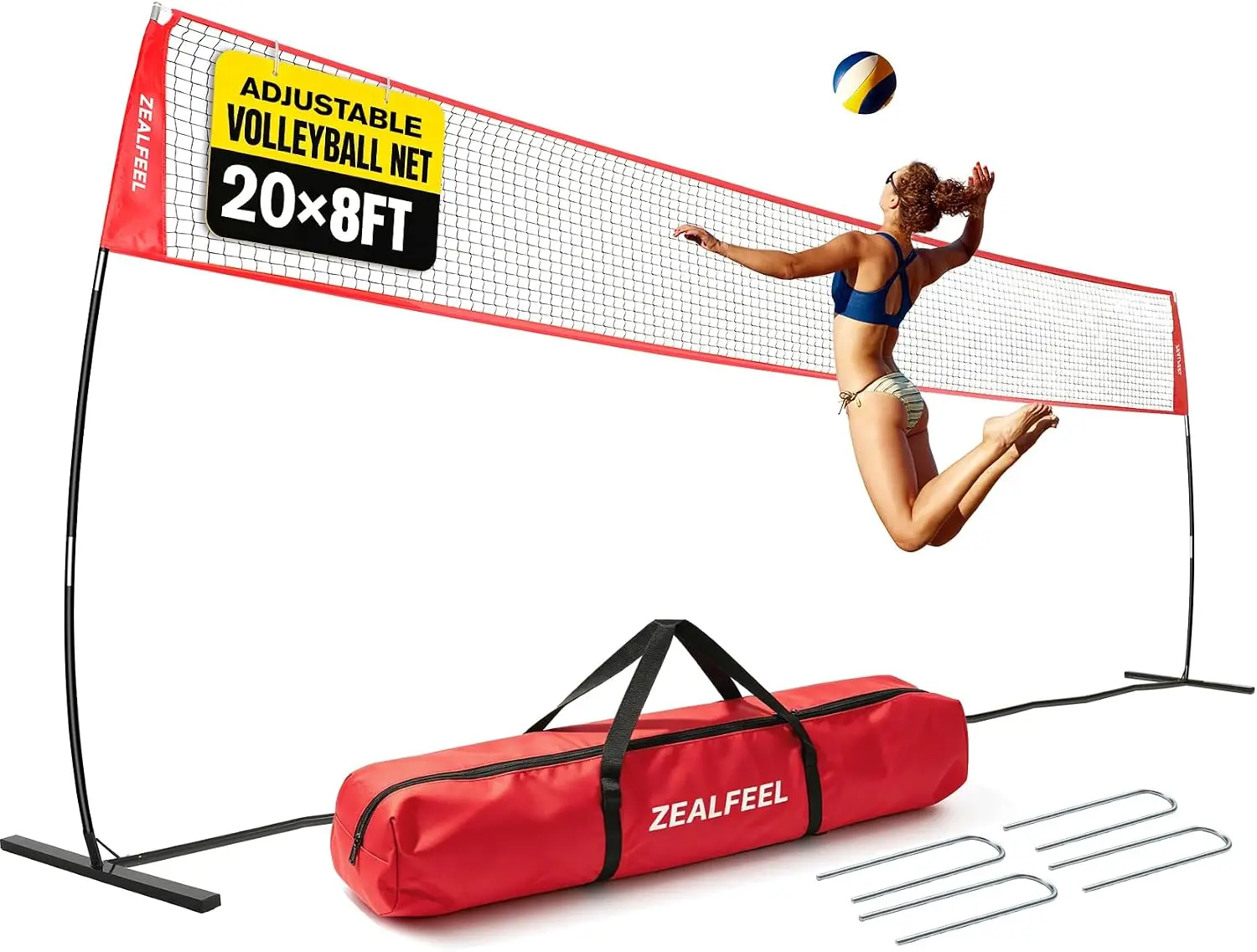 Volleyball Net 20ft Adjustable Height 8'/7.4' Portable Freestanding Practice Net for Backyard Indoor Outdoor with Carry Bag
Volleyball Net 20ft Adjustable Height 8'/7.4' Portable Freestanding Practice Net for Backyard Indoor Outdoor with Carry Bag