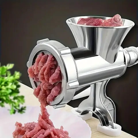 Moedor de Carne Manual ZNLYRION em Aço Inoxidável com Manivela, Máquina de Encher Linguiça com Design de Fixação em Mesa, Ferramenta Doméstica de Cozinha para Moer Carne e Vegetais, Fazer Linguiça