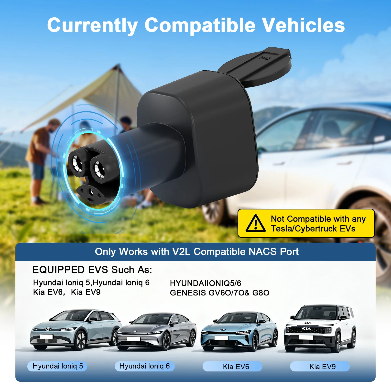 WUFEN NACS V2L adapter for Hyundai Ioniq 5/6 Kia EV6/9 NACS Port EV NACS V2L discharger 20A Not for Model 3 Y S X CyberTruck Car
WUFEN NACS V2L adapter for Hyundai Ioniq 5/6 Kia EV6/9 NACS Port EV NACS V2L discharger 20A Not for Model 3 Y S X CyberTruck Car