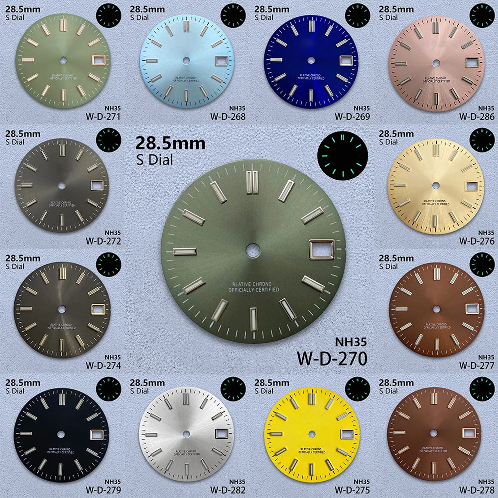 28.5mm S Logo Sunray Dial Fit NH35/NH36/4R/7S Japanese Movement Green Luminous High-Quality Watch Modification Accessories
28.5mm S Logo Sunray Dial Fit NH35/NH36/4R/7S Japanese Movement Green Luminous High-Quality Watch Modification Accessories