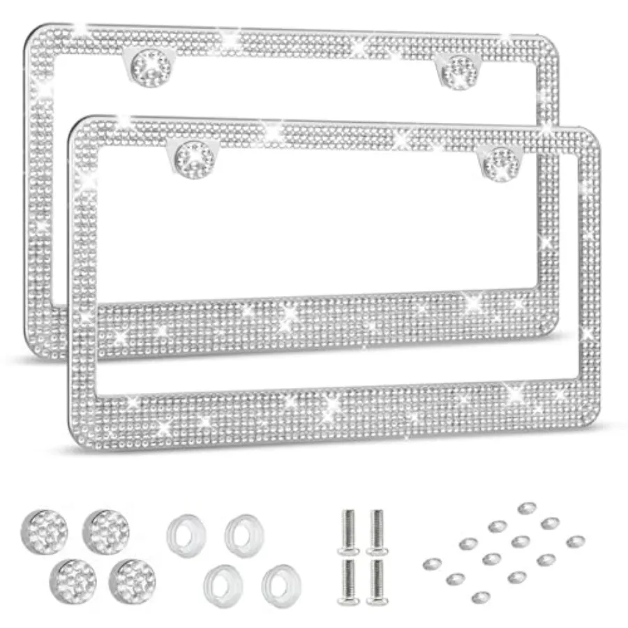 License Plate Frame - Lastingly Bling and Sparkly License Plate Frame for Women, Stainless Steel and Obstruction-Free Frame wit
License Plate Frame - Lastingly Bling and Sparkly License Plate Frame for Women, Stainless Steel and Obstruction-Free Frame wit
