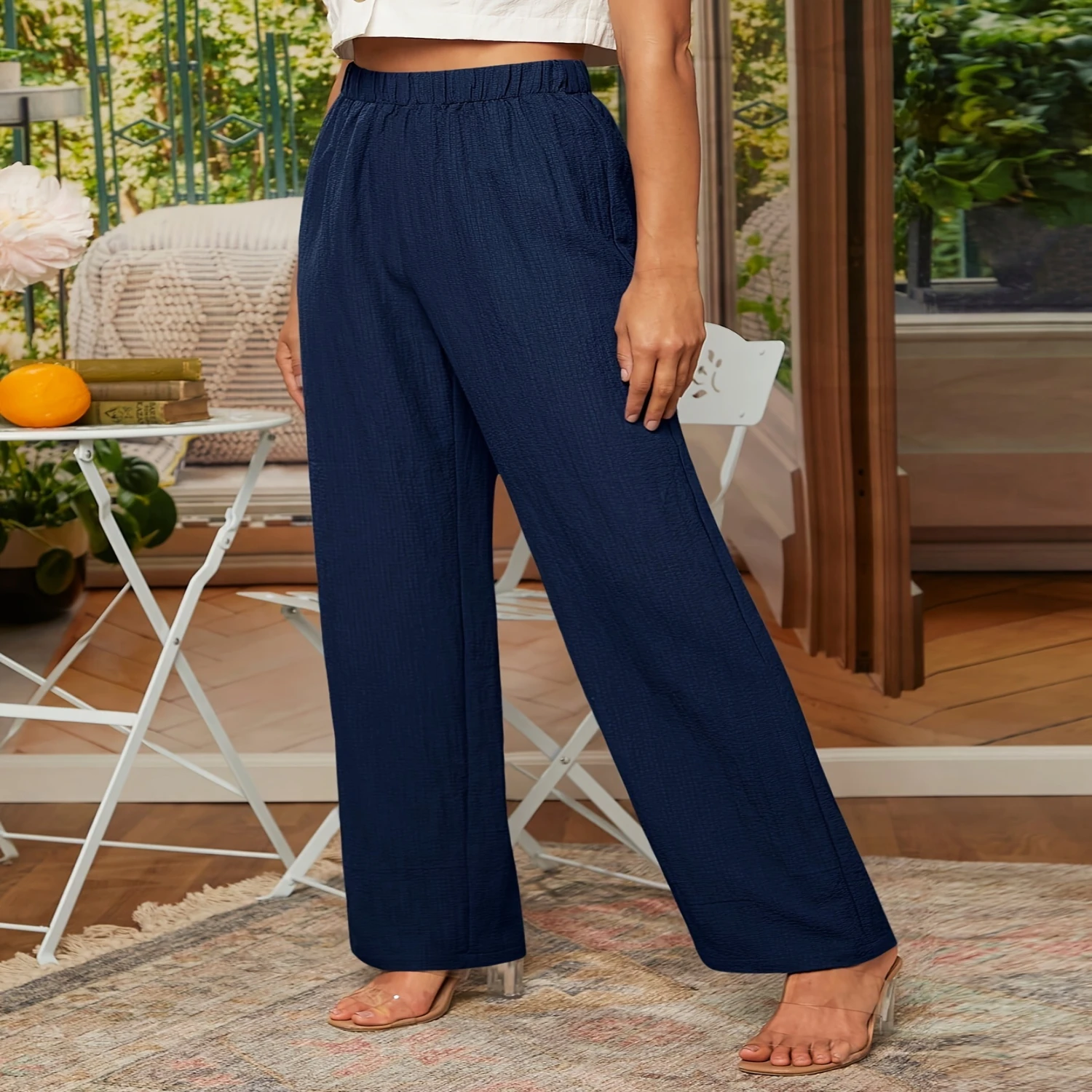 Elastic Waist Straight Leg Pants, Versatile Loose Solid Textured Pants For Spring & Fall, Women's Clothing
Elastic Waist Straight Leg Pants, Versatile Loose Solid Textured Pants For Spring & Fall, Women's Clothing