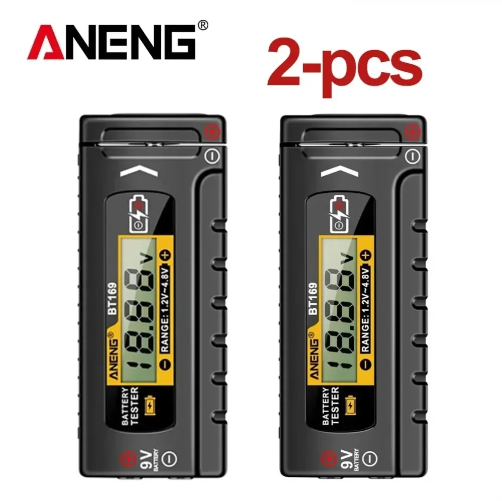 2Pcs Digital Battery Testers ANENG BT169 Detector Battery capacity Tester AA/AAA/C/D/9V/1.5V Button Cell Electricity tester Tool
2Pcs Digital Battery Testers ANENG BT169 Detector Battery capacity Tester AA/AAA/C/D/9V/1.5V Button Cell Electricity tester Tool