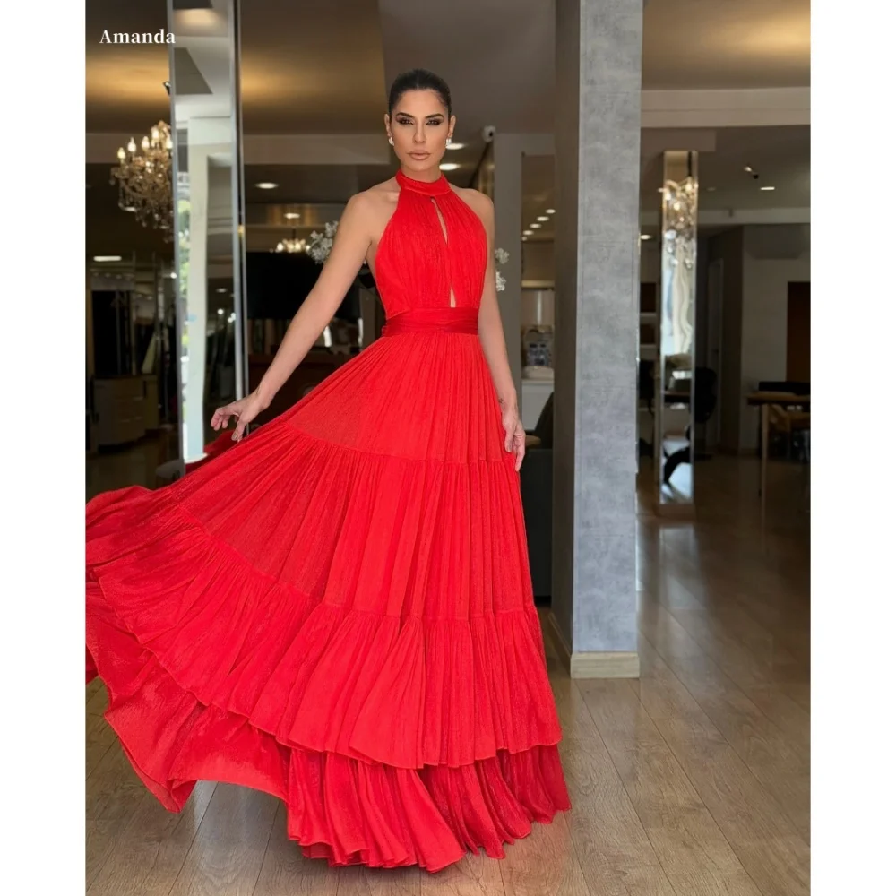 Amanda Customized A-line Chiffon Halter Neck Prom Dresses Backless vestidos de noche Sleeveless Floor-Length Formal Evening 2025
Amanda Customized A-line Chiffon Halter Neck Prom Dresses Backless vestidos de noche Sleeveless Floor-Length Formal Evening 2025