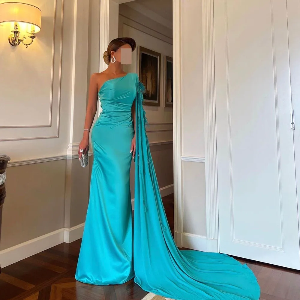 Luxury One Shoulder Mermaid Evening Dresses With Feather Ruffles Robe De Soriee Formal Party Prom Gowns
Luxury One Shoulder Mermaid Evening Dresses With Feather Ruffles Robe De Soriee Formal Party Prom Gowns
