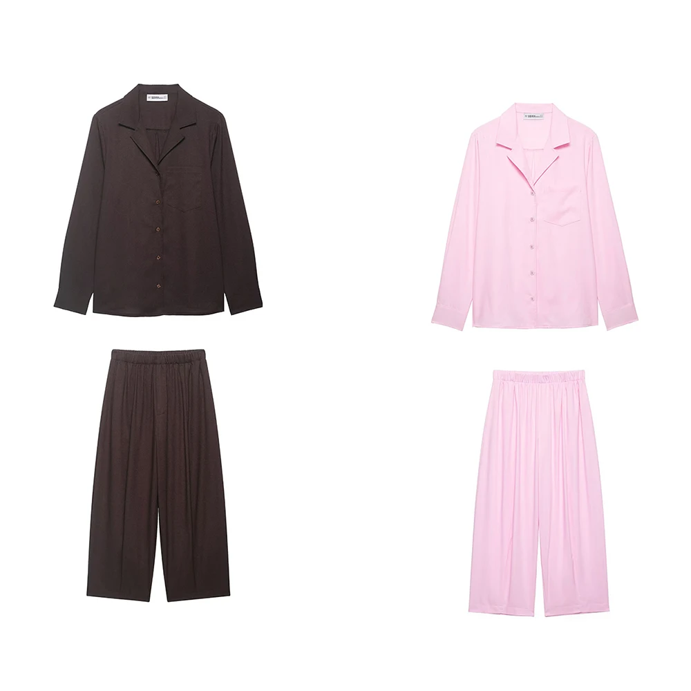 European and American style women's clothing new 2026 fashion solid color pocket decoration shirt high waisted pants set
European and American style women's clothing new 2026 fashion solid color pocket decoration shirt high waisted pants set