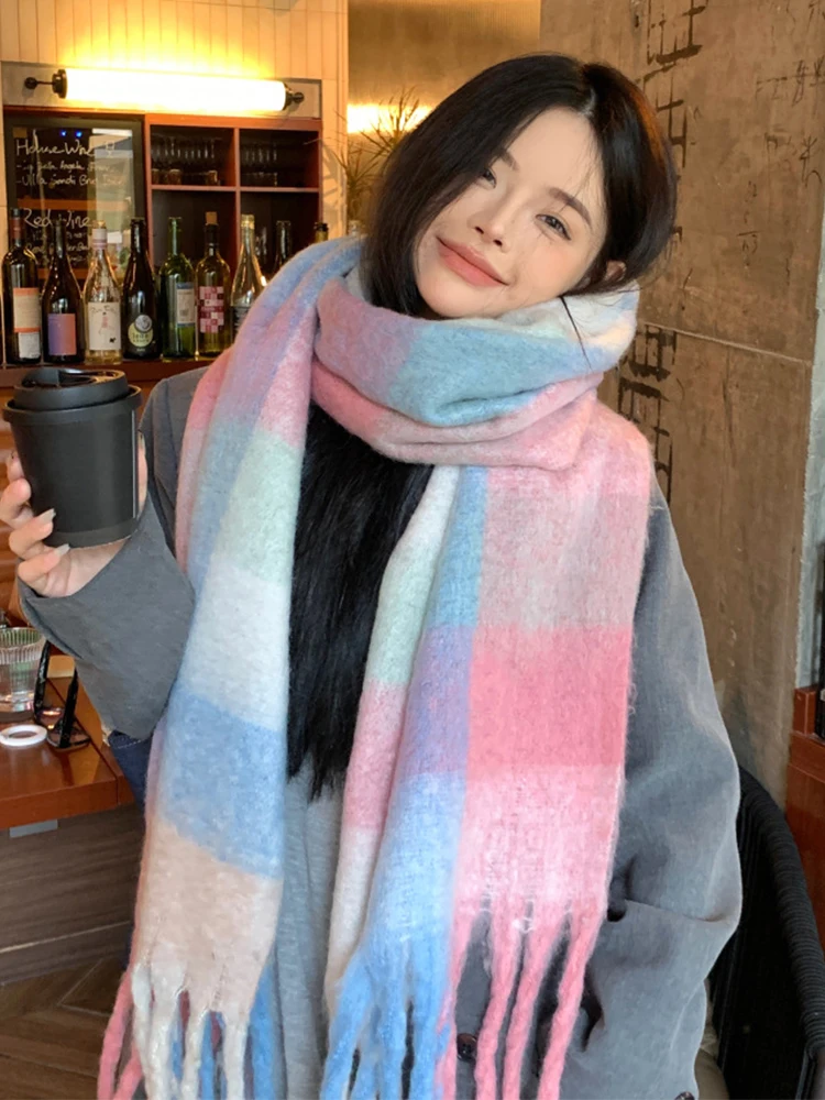 Women Winter Sweet Knitted Scarf Headscarf Ladies Casual Rainbow Plaid Tassel Scarve Mujer Foulard Long Wrap Shawl New Korean
Women Winter Sweet Knitted Scarf Headscarf Ladies Casual Rainbow Plaid Tassel Scarve Mujer Foulard Long Wrap Shawl New Korean