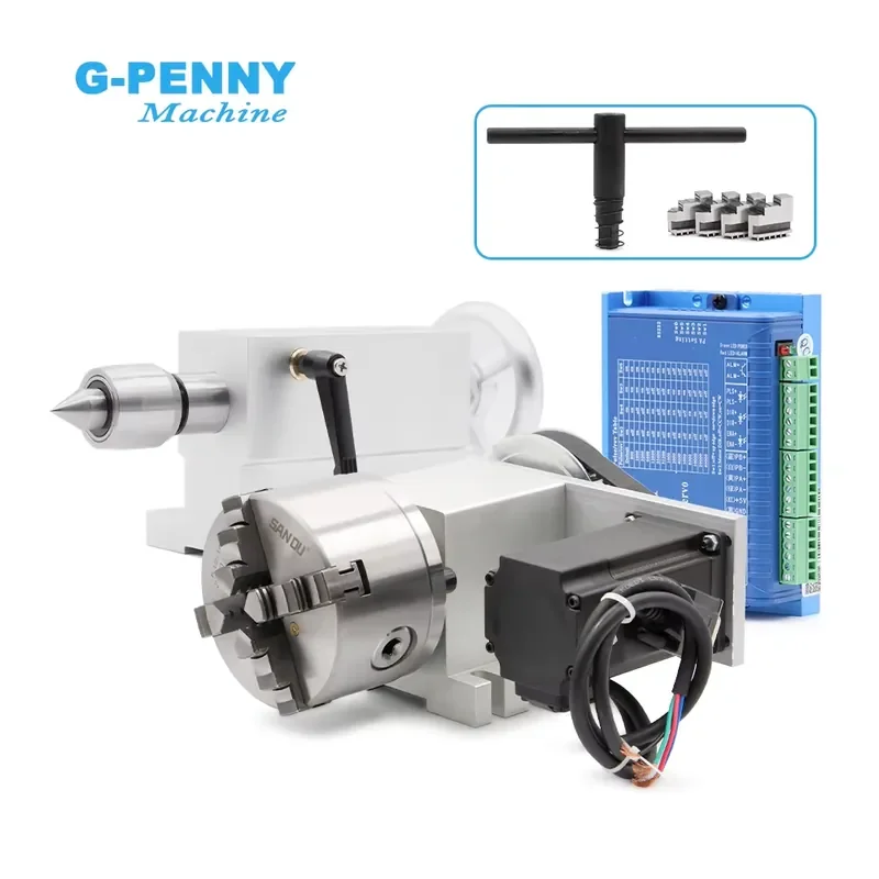 4th Axis 3/4Jaw 100mm 2.2Nm NEMA23 Closed Loop Tailstock CNC Dividing Head Rotation Milling Machine Kit
4th Axis 3/4Jaw 100mm 2.2Nm NEMA23 Closed Loop Tailstock CNC Dividing Head Rotation Milling Machine Kit