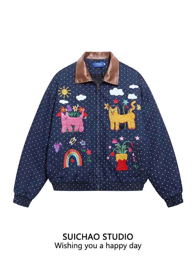 Suichao American Retro Thiened Denim Jaet Casual Street Loose Couple Baseball orm Top Polyester Long Sve Zipper Cl...
Suichao American Retro Thiened Denim Jaet Casual Street Loose Couple Baseball orm Top Polyester Long Sve Zipper Cl...