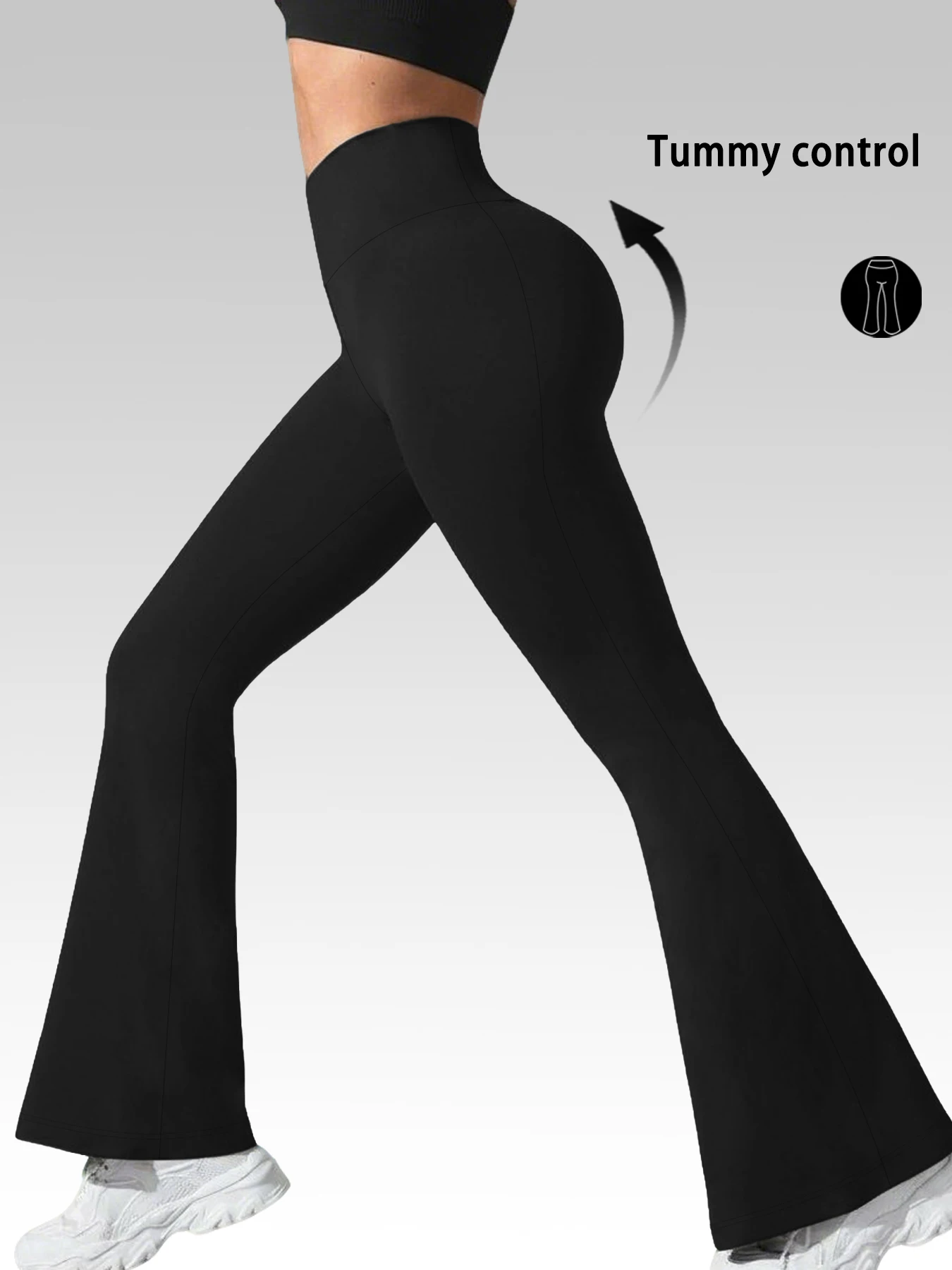 Elegant women's high-waisted flared pants for yoga workout. Suitable for women leggings to use for leisure.
Elegant women's high-waisted flared pants for yoga workout. Suitable for women leggings to use for leisure.