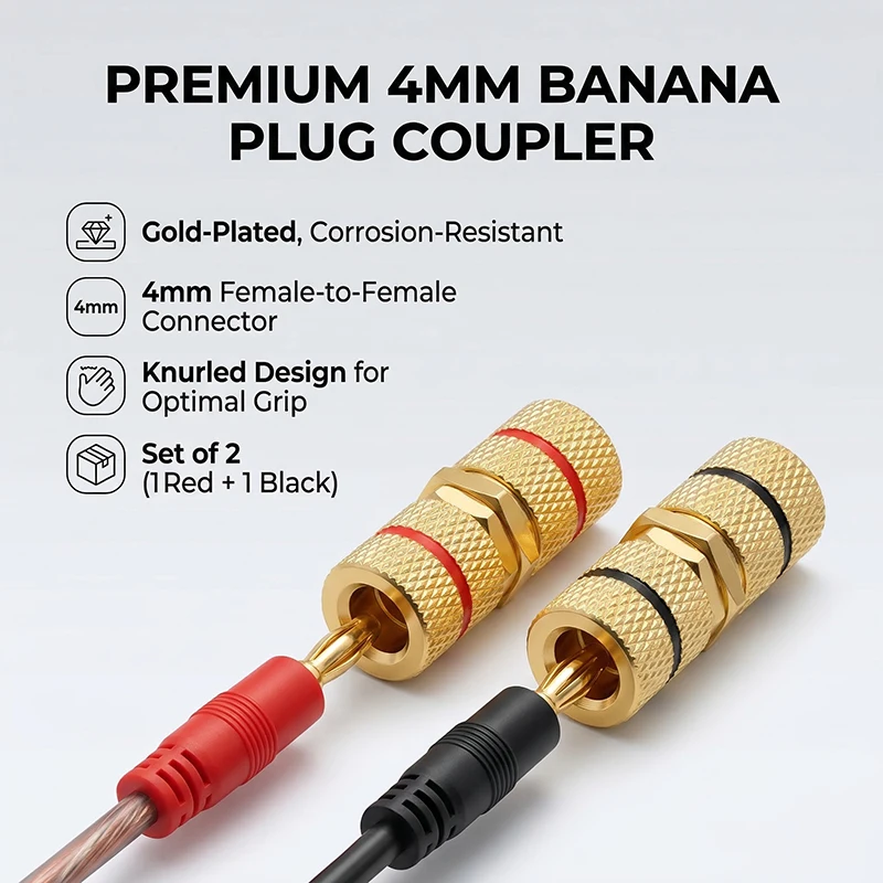 Комплект из 4 шт. док-станций P790 для подключения аудиокабелей: удлинительные разъемы типа «банан» 4 мм (гнездо-гнездо) для усилителей и Hi-Fi систем
Комплект из 4 шт. док-станций P790 для подключения аудиокабелей: удлинительные разъемы типа «банан» 4 мм (гнездо-гнездо) для усилителей и Hi-Fi систем