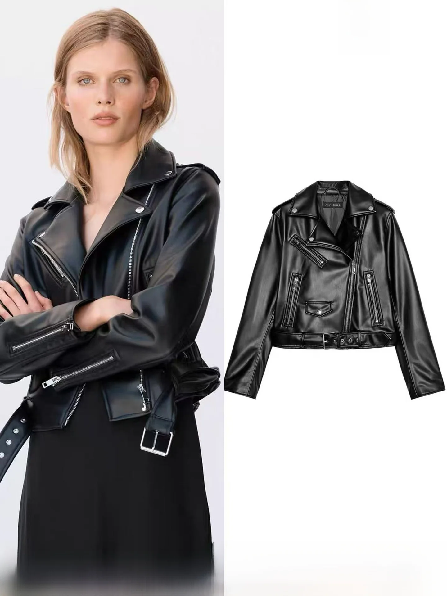 Fall New Women's Biker Style Faux Leather Jacket Zipper Collar Unremovable Waist Belt Short Coat High Waist Mechanic Windproof
Fall New Women's Biker Style Faux Leather Jacket Zipper Collar Unremovable Waist Belt Short Coat High Waist Mechanic Windproof