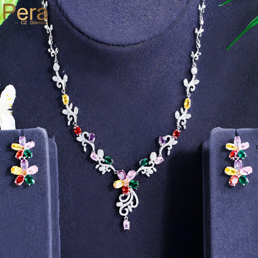 Pera Decorative Colorful CZ Crystal Flower Leaf Pendant Necklace and Earrings for Women Romantic Party Wedding Jewelry Sets J232
Pera Decorative Colorful CZ Crystal Flower Leaf Pendant Necklace and Earrings for Women Romantic Party Wedding Jewelry Sets J232
