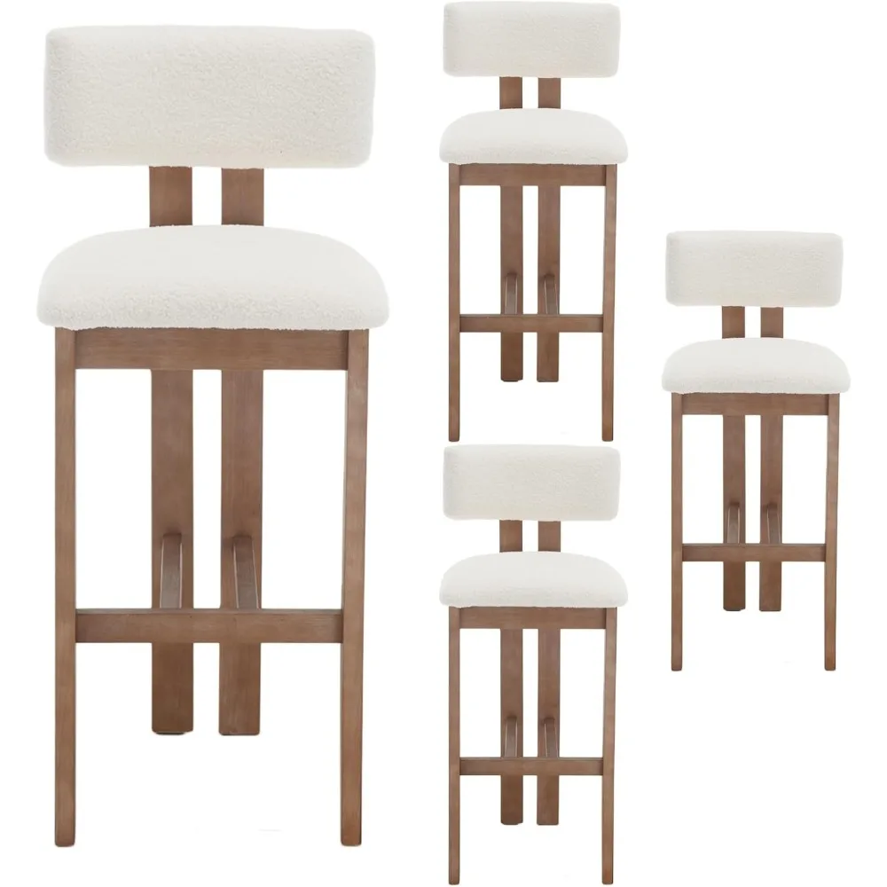 Modern Bar Stools Set of 4, with Back & Solid Wood Legs, with Sherpa Upholstered Seat, 30'' Counter Height Bar Stools
Modern Bar Stools Set of 4, with Back & Solid Wood Legs, with Sherpa Upholstered Seat, 30'' Counter Height Bar Stools