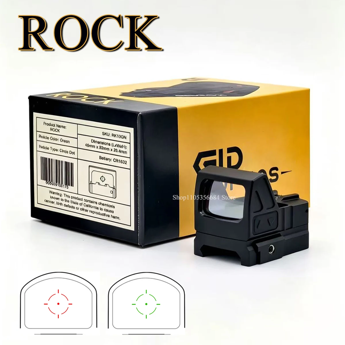 Tactical GIDEON Optics ROCK Holographic Red Dot Sight Parallax Free Shake Awake Handgu* Riflescope RM* Footprint Reflex Sight