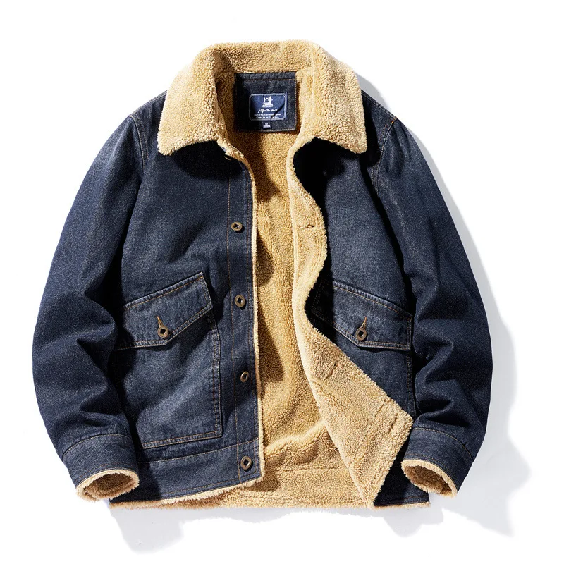 Men's Denim Cotton Jaet ort Thiened Autumn Winter Warm Casual Cotton Coat Lamb Velvet Filled Cleanfit Faion Urban Sle
Men's Denim Cotton Jaet ort Thiened Autumn Winter Warm Casual Cotton Coat Lamb Velvet Filled Cleanfit Faion Urban Sle