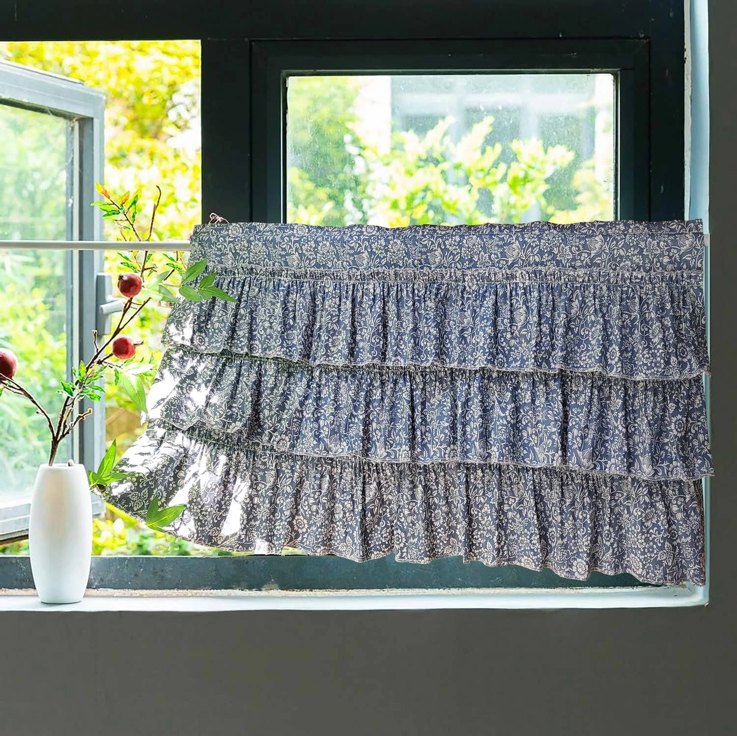 Blue Retro Three-Layer Cake Small Window Curtains for Kitchen, Machine Washable Kitchen Curtains, Cafe Style Half Curtains
Blue Retro Three-Layer Cake Small Window Curtains for Kitchen, Machine Washable Kitchen Curtains, Cafe Style Half Curtains