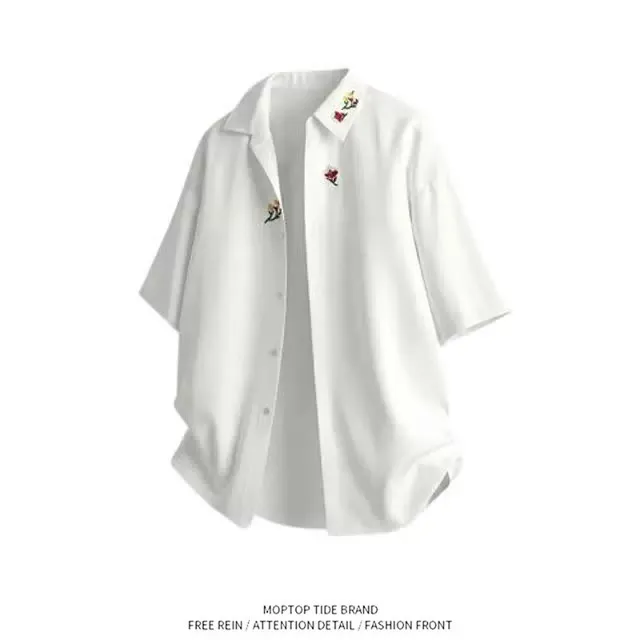 Summer New Fashion Brand Lightweight Embroidered Shirt Men's Casual Versatile Short Sleeve Turn-down Collar T-shirt
Summer New Fashion Brand Lightweight Embroidered Shirt Men's Casual Versatile Short Sleeve Turn-down Collar T-shirt