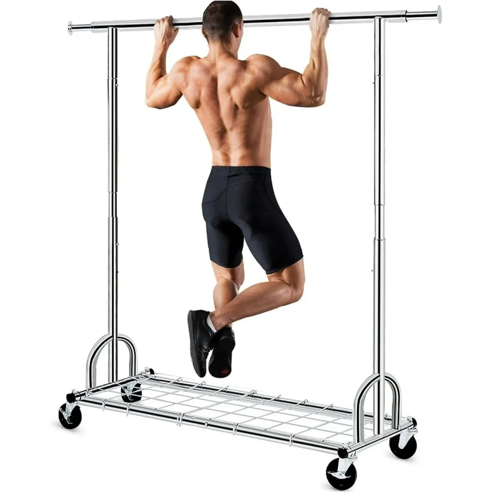 Living room hanger with a capacity of 450 pounds and a rolling hanger with wheels, used for hanging heavy and foldable clothes
Living room hanger with a capacity of 450 pounds and a rolling hanger with wheels, used for hanging heavy and foldable clothes