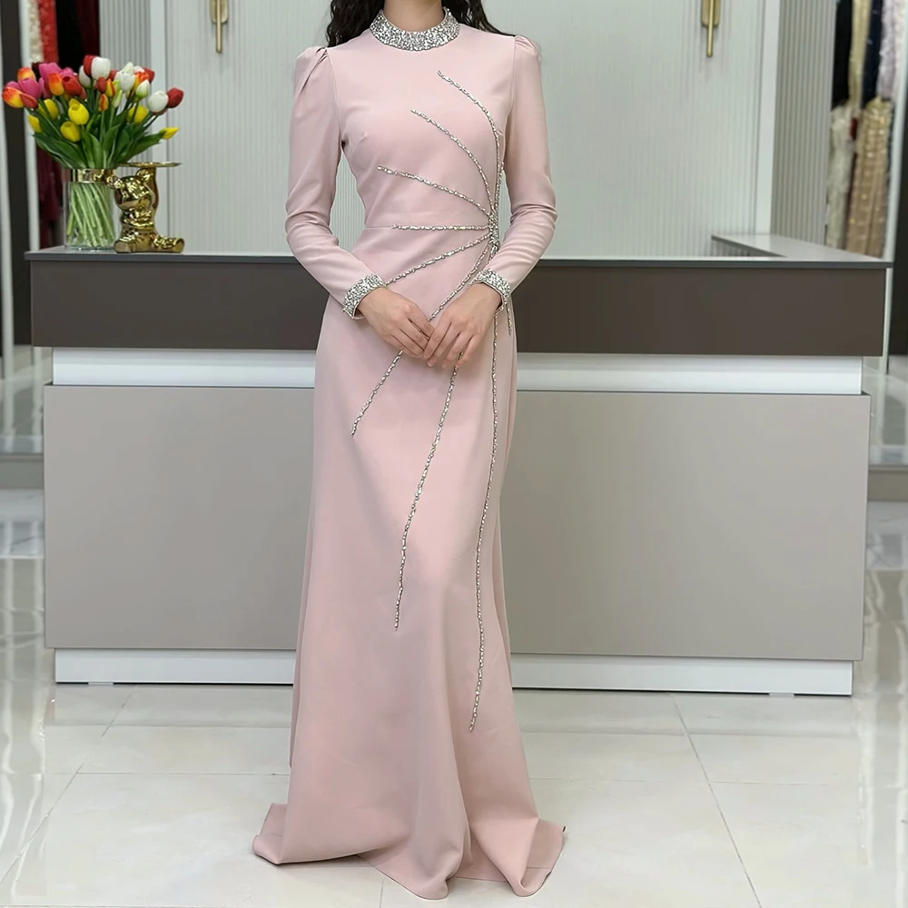 Вечерние платья трапециевидной формы по индивидуальному заказу, длиной до пола, с высоким воротом и длинными рукавами, платье для выпускного вечера, модное простое драпированное повседневное вечернее платье с кристаллами
Вечерние платья трапециевидной формы по индивидуальному заказу, длиной до пола, с высоким воротом и длинными рукавами, платье для выпускного вечера, модное простое драпированное повседневное вечернее платье с кристаллами