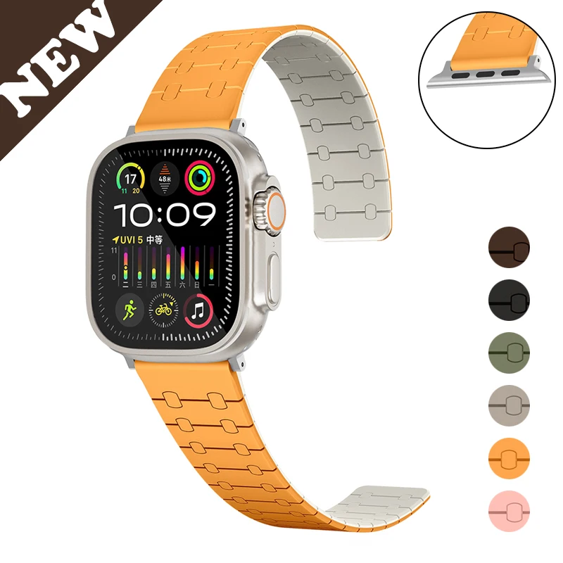 Magnetic Silicone Strap For Apple Watch Ultra band 49mm 45mm 41mm bracelet correa 40mm 44mm 38mm 42mm iWatch series 9 8 SE 7 6 5
Magnetic Silicone Strap For Apple Watch Ultra band 49mm 45mm 41mm bracelet correa 40mm 44mm 38mm 42mm iWatch series 9 8 SE 7 6 5