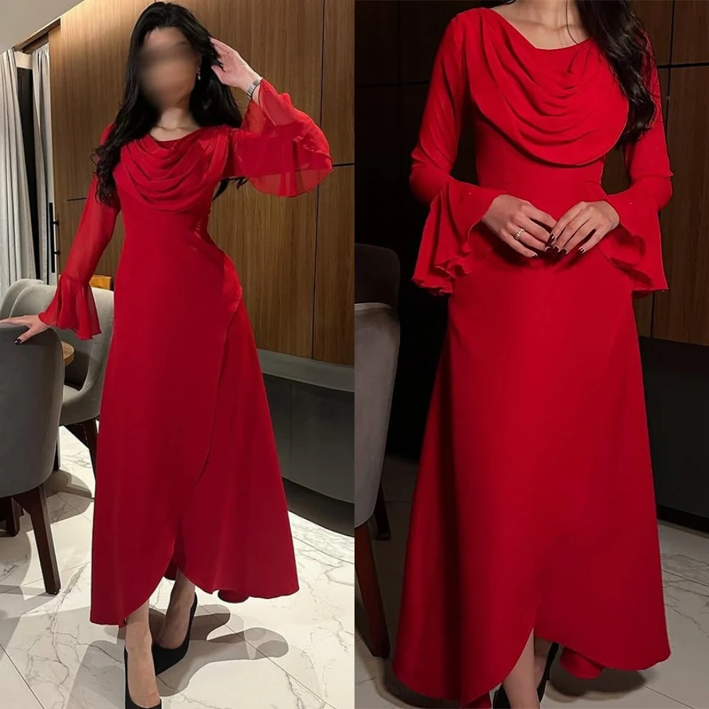 Customized Classic Red Jersey Long Sleeves Evening Dress Simple A-Line Ankle Length Prom Dresses Formal Strapless Celebrity Gown
Customized Classic Red Jersey Long Sleeves Evening Dress Simple A-Line Ankle Length Prom Dresses Formal Strapless Celebrity Gown