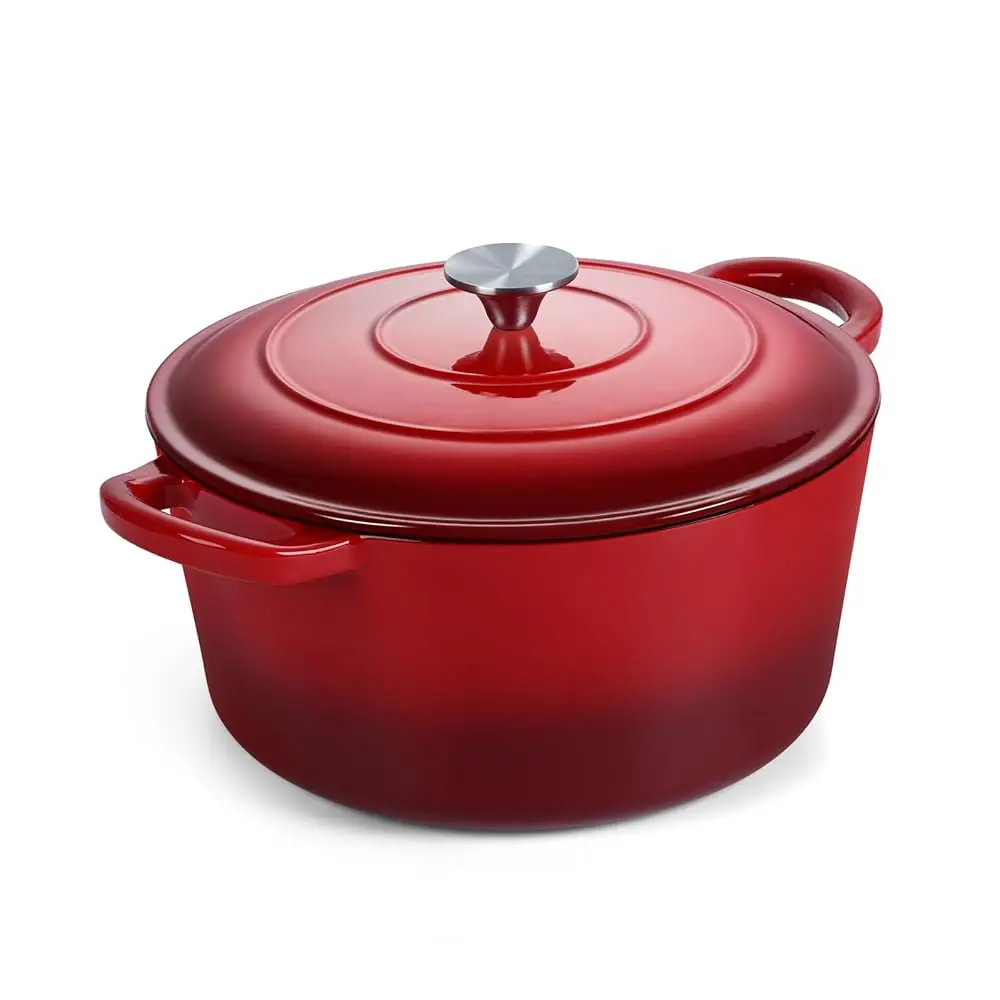 Чугунная эмалированная жаровня 5QT, круглая жаровня с крышкой для выпечки хлеба на закваске - красная
Чугунная эмалированная жаровня 5QT, круглая жаровня с крышкой для выпечки хлеба на закваске - красная
