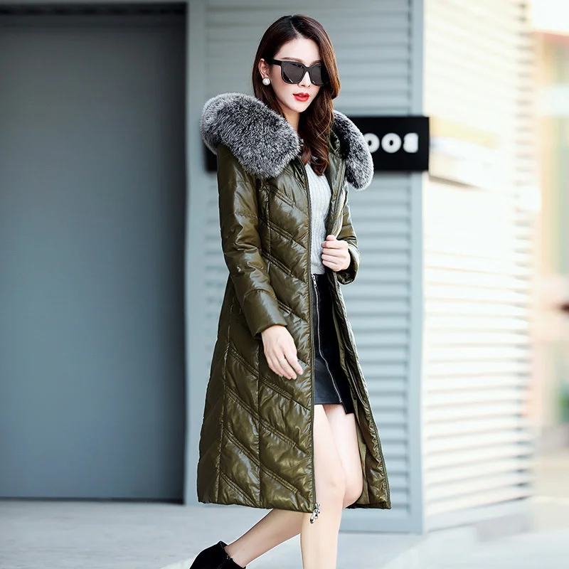 2023 Winter Genuine Leather Jacket Women Duck Down Jacket Female Fox Fur Collar clothes Long Coat Sheepskin Jackets KJ585
2023 Winter Genuine Leather Jacket Women Duck Down Jacket Female Fox Fur Collar clothes Long Coat Sheepskin Jackets KJ585