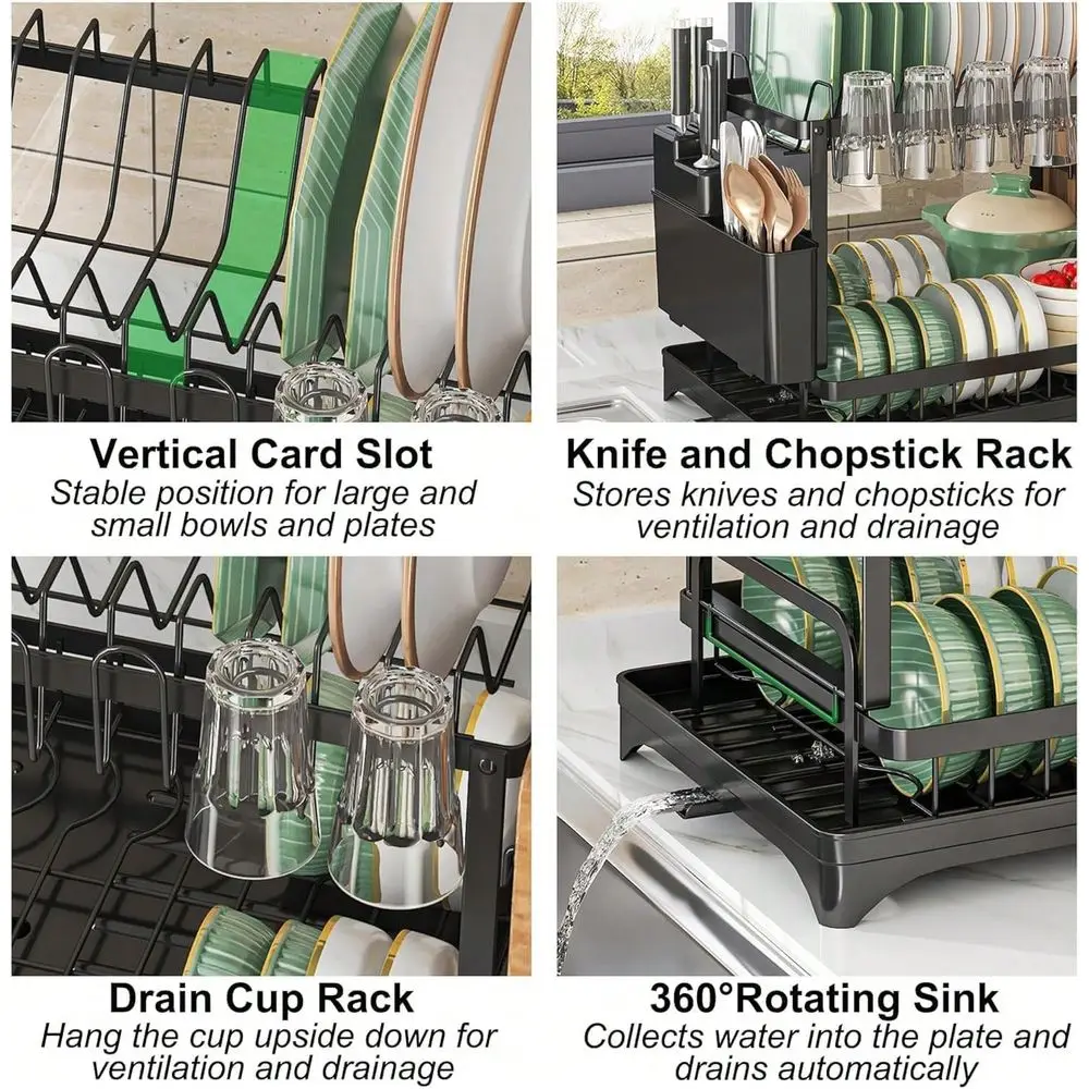 2 Tier Dish Drying Rack Large Extendable Dish Racks For Kitchen Counter Or Over Sink Dishrack With Drainboard 2In1 AntiRust Dis
2 Tier Dish Drying Rack Large Extendable Dish Racks For Kitchen Counter Or Over Sink Dishrack With Drainboard 2In1 AntiRust Dis