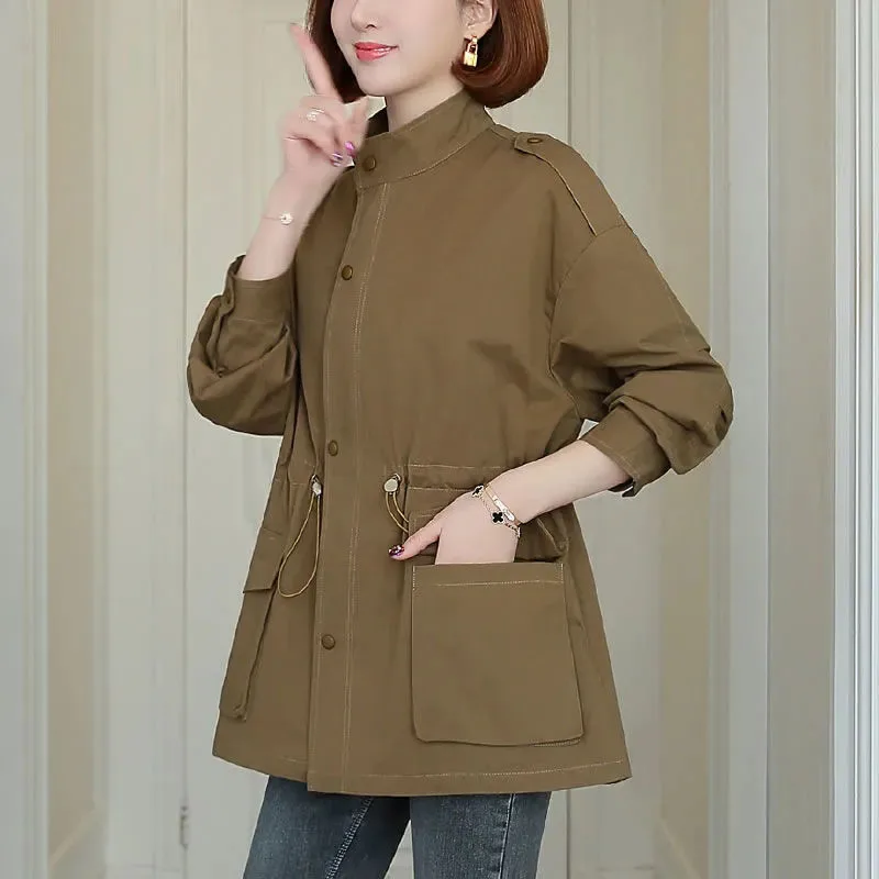 New Spring Autumn Windbreaker Coat Womens Long Work Coat Fashion Women's Trench Coat Casual Stand Collar Parka Overcoat Grey 4XL
New Spring Autumn Windbreaker Coat Womens Long Work Coat Fashion Women's Trench Coat Casual Stand Collar Parka Overcoat Grey 4XL