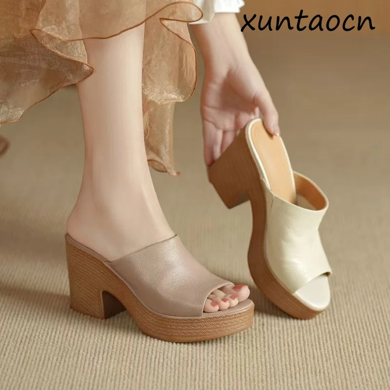 Sheepskin Peep Toe Chunky High Heels Slingback Summer Shoes Slip On Casual Mules Platform Dating Brand Women Sandals
Sheepskin Peep Toe Chunky High Heels Slingback Summer Shoes Slip On Casual Mules Platform Dating Brand Women Sandals