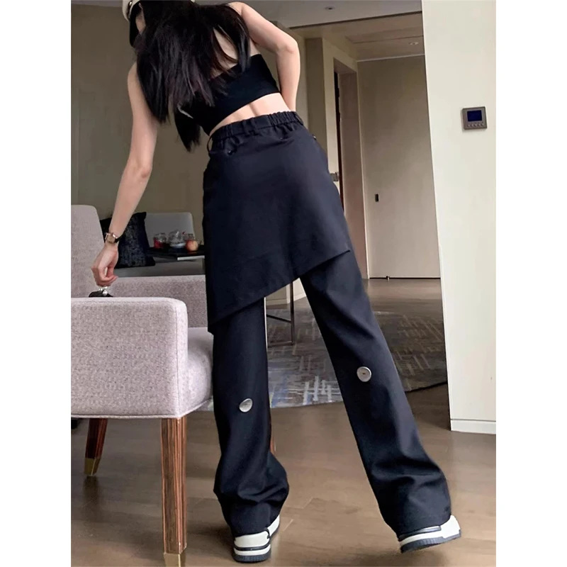2000S Korean Fashion Black Suit Pants, Fake Two-piece Women's Summer Detachable Straight Leg Y2K Casual Pants Female Clothing
2000S Korean Fashion Black Suit Pants, Fake Two-piece Women's Summer Detachable Straight Leg Y2K Casual Pants Female Clothing