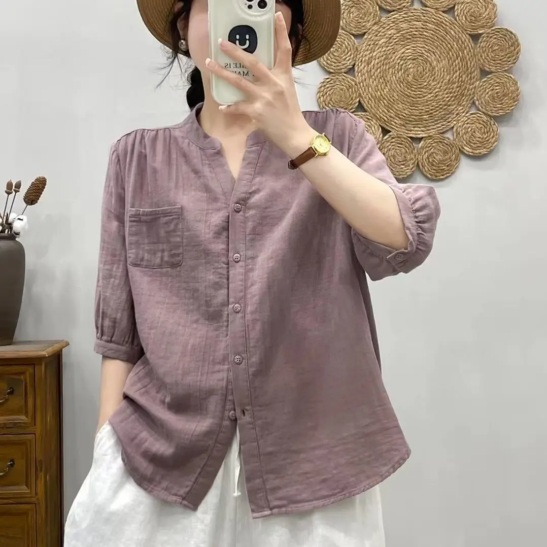 Fashionable Versatile Mid-sleeved Cardigan Summer New Solid Color Simple Thin Shirt for Women Loose Slim V-neck
Fashionable Versatile Mid-sleeved Cardigan Summer New Solid Color Simple Thin Shirt for Women Loose Slim V-neck
