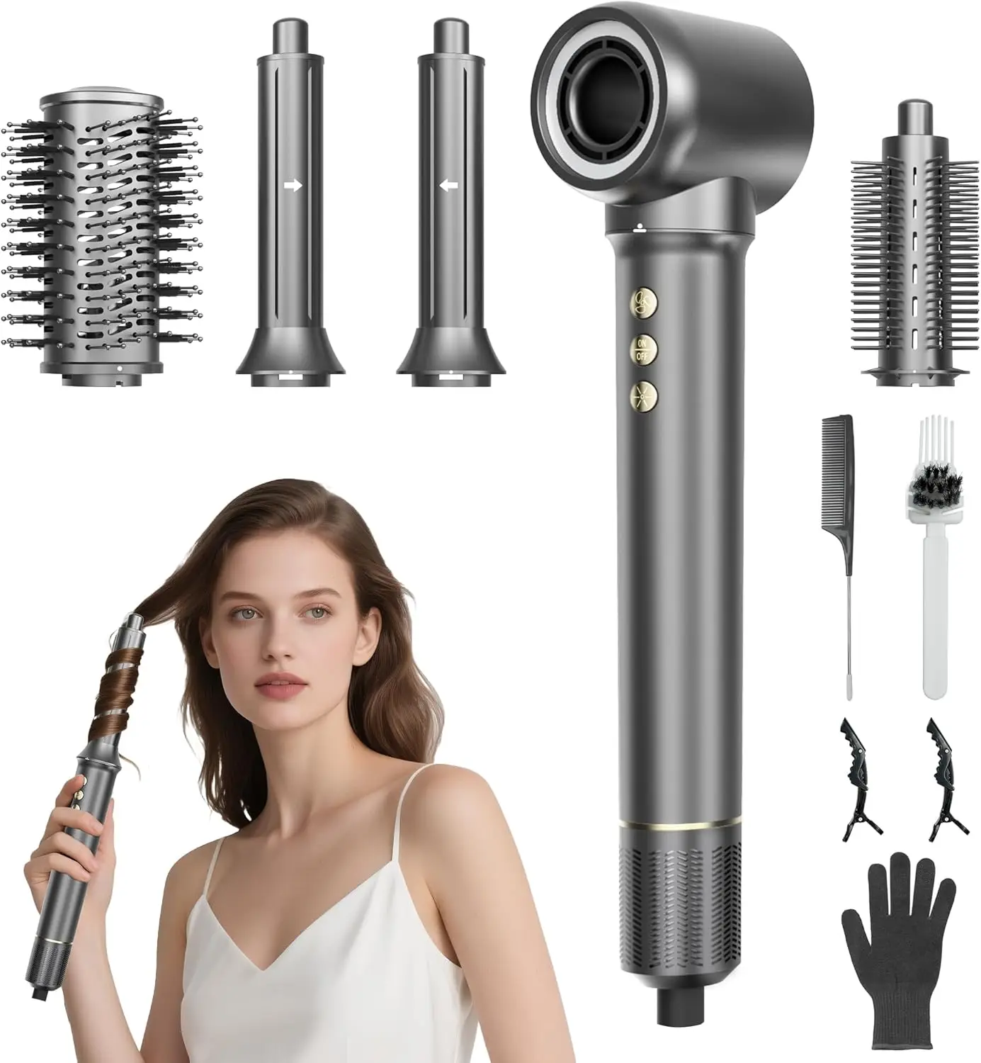 5-in-1 Hair Styler & Dryer Brush, High-Speed Frizz-Free Blow Dryer, Ionic Hot Air Brush for Curls, Volume, Straighten
5-in-1 Hair Styler & Dryer Brush, High-Speed Frizz-Free Blow Dryer, Ionic Hot Air Brush for Curls, Volume, Straighten