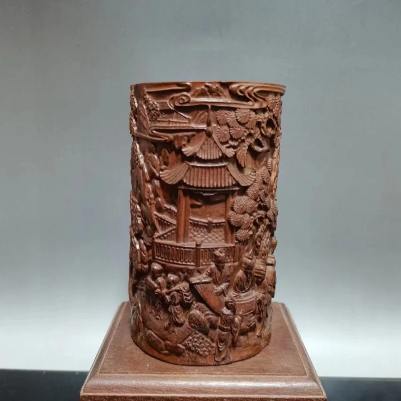 Chinese boxwood carving antique carve Friends gathering scene relief pen holder brush pot decoration home creative crafts
Chinese boxwood carving antique carve Friends gathering scene relief pen holder brush pot decoration home creative crafts