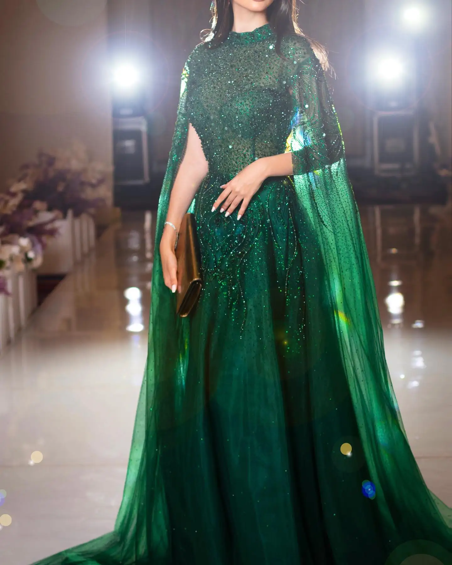 Linyang Green High Neckline Prom Dress Floor Length With Long Sleeves Beaded Evening Summer Elegant Party Dress For Women
Linyang Green High Neckline Prom Dress Floor Length With Long Sleeves Beaded Evening Summer Elegant Party Dress For Women