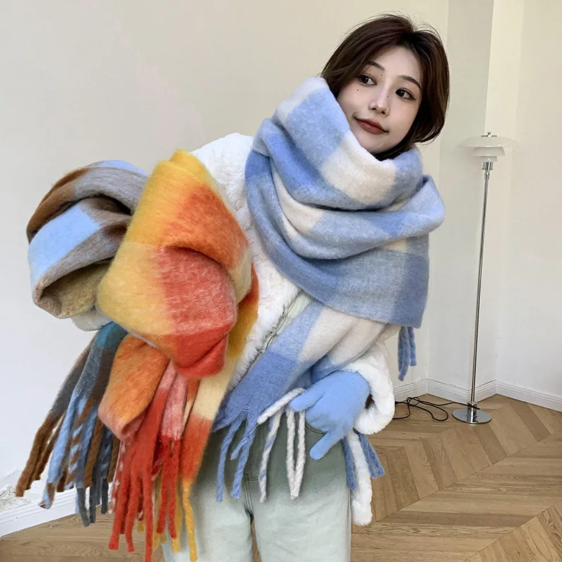 Korean Sle Thi Camere Scarf Women's Winter High-End Blue Plaid Imitation Camere One-Piece Warm Busin oulder Wrap
Korean Sle Thi Camere Scarf Women's Winter High-End Blue Plaid Imitation Camere One-Piece Warm Busin oulder Wrap
