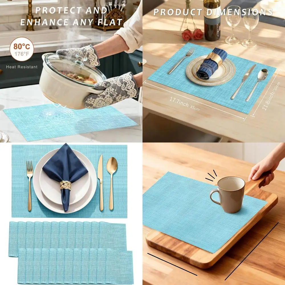 Набор из 24 прочных нескользящих виниловых салфеток, термостойких, моющихся, легко чистится, пластиковых ковриков премиум-класса для кухни синего цвета.
Набор из 24 прочных нескользящих виниловых салфеток, термостойких, моющихся, легко чистится, пластиковых ковриков премиум-класса для кухни синего цвета.