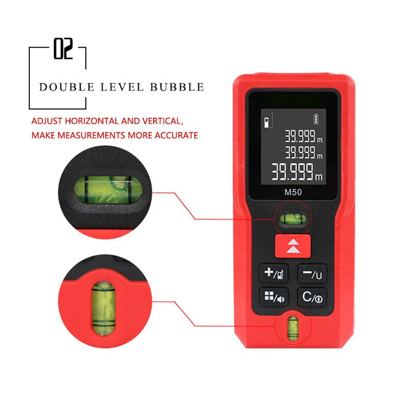 Handheld Laser Range Finder ±2mm Accuracy Digital Laser Distance Meter Portable Electronic Ruler with Area/Volume Calculation
Handheld Laser Range Finder ±2mm Accuracy Digital Laser Distance Meter Portable Electronic Ruler with Area/Volume Calculation