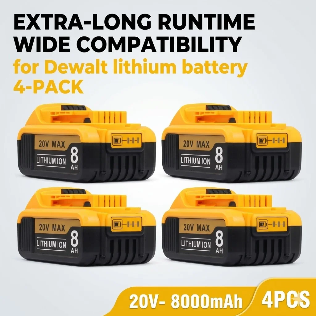 4x 20V 8.0Ah MAX Li-ion Batteries – Replacement Kit for DeWalt DCB184, DCB181, DCB182, DCB200 – Power Tool Compatible
4x 20V 8.0Ah MAX Li-ion Batteries – Replacement Kit for DeWalt DCB184, DCB181, DCB182, DCB200 – Power Tool Compatible
