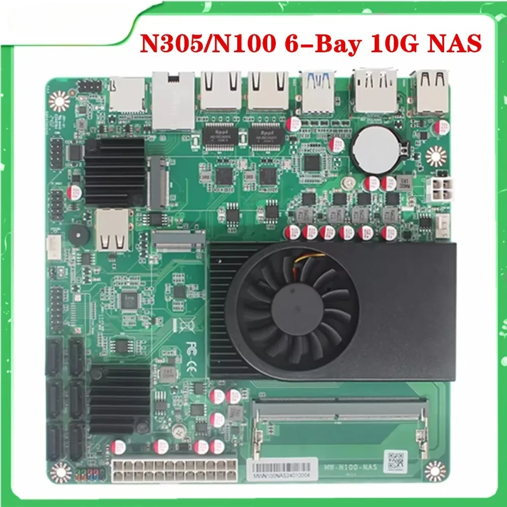 10G NAS Mainboard Intel i3-N305 N150 6-Bay 1*10G 2*i226-V 2.5G 3LAN 2*NVMe 6*SATA3.0 1*DDR5 Firewall Router ITX Motherboard
10G NAS Mainboard Intel i3-N305 N150 6-Bay 1*10G 2*i226-V 2.5G 3LAN 2*NVMe 6*SATA3.0 1*DDR5 Firewall Router ITX Motherboard